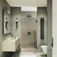 Душевая дверь Maybah Glass MGD-525-6 905x1950 на петлях Черный стекло бронзовое — фото 2, Душевые двери в нишу