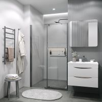 Душевая дверь Grossman Pragma 100 100.K33.03.100.42.00 профиль Графит сатин стекло прозрачное — фото 4, Распашные душевые двери