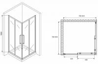 Душевой уголок Abber Schwarzer Diamant 80x80 AG02080H профиль Хром стекло прозрачное — фото 5, Квадратные душевые уголки