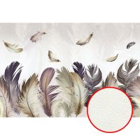 Фреска Ortograf Levity 33358 Фактура флок FLK Флизелин (4*2,7) Бежевый/Серый, Перья — фото 1, Фрески