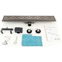 Душевой лоток Esbano Meta 80 M-RAIN-80GM ESTRMETRAIN80GM с решеткой Оружейная сталь — фото 6, Душевые лотки