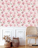 Обои Wiganford by Solo Fusion ER71701 Винил на флизелине (1,06*10,05) Розовый/Серый, Цветы — фото 2, Обои для стен