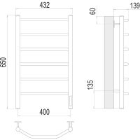 Электрический полотенцесушитель Terminus Виктория П6 400х650 4670078531186 Хром — фото 4, Электрические полотенцесушители