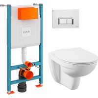 Комплект унитаза с инсталляцией Vitra Normus 9773B003-7200 с сиденьем Микролифт и клавишей смыва Хром глянцевый — фото 1, Комплекты унитаз + инсталляция