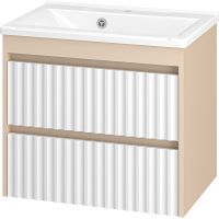 Тумба с раковиной Brevita Balaton 65 УТ000023722 подвесная Белая матовая Бежевая матовая — фото 1, Мебель для ванной