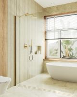 Товар: Душевая перегородка Maybah Glass MGD-689-3ш 890x1950 в широком профиле Золото стекло прозрачное - фото 2 Душевая перегородка Maybah Glass MGD-689-3ш 890x1950 в широком профиле Золото стекло прозрачное — фото 2, Душевые перегородки