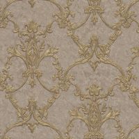 Обои Zambaiti Parati Trussardi VI 46038 Винил на флизелине (1,06*10,05) Коричневый/Золото, Штукатурка/Дамаск — фото 1, Обои для стен