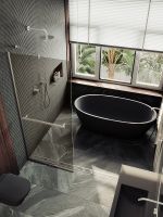 Душевая перегородка Maybah Glass MGD-727-5у 790x1950 в узком профиле Хром матовый стекло бронзовое — фото 5, Душевые перегородки