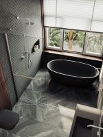 Душевая перегородка Maybah Glass MGD-720-5ш 690x1950 в широком профиле Хром матовый стекло прозрачное — фото 5, Душевые перегородки