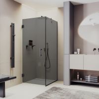 Душевой уголок Maybah Glass MGY-1309-6 1000x1000x1950 на петлях Черный стекло графитовое — фото 1, Душевые уголки