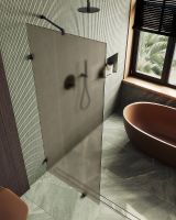 Душевая перегородка Maybah Glass MGD-265-6 790x1950 коннектор стена-стекло Черный стекло бронзовое матовое — фото 4, Душевые перегородки