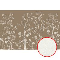 Фреска Ortograf Chinoiserie 33925 Фактура флок FLK Флизелин (4,5*3) Коричневый/Бежевый, Деревья/Цветы/Птицы — фото 1, Фрески