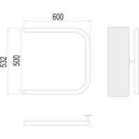 Водяной полотенцесушитель Terminus П-образный (1) 500х600 4620768881381 Хром, боковое подключение, G 1" НР — фото 3, Водяные полотенцесушители