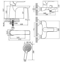 Комплект смесителей Orange Aristo M19-311B Черный — фото 20, Готовые комплекты для ванной комнаты