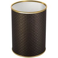 Ведро для мусора Geralis M-PCG-B Punto Шоколад, кант Золото, 3 л — фото 1, Мусорные ведра