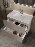 Тумба с раковиной Orange Line 80 Li-80TuL+Ra подвесная Латте матовый — фото 3, Тумбы с раковиной