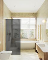 Товар: Душевая перегородка Maybah Glass MGD-694-3ш 890x1950 в широком профиле Золото стекло графитовое матовое - фото 3 Душевая перегородка Maybah Glass MGD-694-3ш 890x1950 в широком профиле Золото стекло графитовое матовое — фото 3, Душевые перегородки