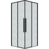 Душевой уголок Grossman Galaxy 80х80 300.K33.01.8080.21.02 профиль Черный матовый стекло шиншилла — фото 1, Душевые уголки
