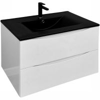 Тумба с раковиной Bond Wave 80 T01800-S05B подвесная Белая глянцевая — фото 1, Тумбы с раковиной