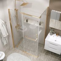 Душевой уголок Grossman Pragma 120х80 120.K33.03.1280.32.00 профиль Золото сатин стекло прозрачное — фото 4, Прямоугольные душевые уголки