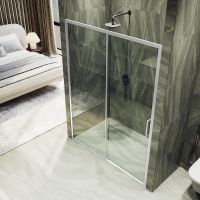 Душевая дверь Maybah Glass MGD-1277-5 1500x1950 раздвижная профиль Хром матовый стекло прозрачное — фото 1, Душевые двери в нишу