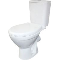 Унитаз компакт Rosa Соло Люкс 4640021062142 Белый с бачком и сиденьем Микролифт — фото 1, Напольные унитазы