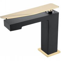 Смеситель для раковины Boheme Q 141-BG.2 Черный матовый Золото — фото 1, Смесители