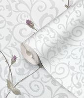 Обои Prima Italiana Colomba 80615 Винил на флизелине (1,06*10) Белый/Серебряный, Вензель — фото 3, Обои для стен
