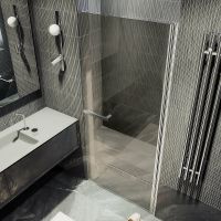 Душевая дверь Maybah Glass MGD-454-5 800x1980 на монопетле Хром матовый стекло бронзовое — фото 3, Душевые двери в нишу