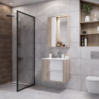 Тумба под раковину Aquaton Бостон 75 1A252601BN010 подвесная Дуб эврика Белый — фото 8, Тумбы под раковину