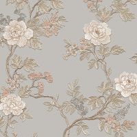 Обои Alessandro Allori Four Seasons 1601-3 Винил на флизелине (1,06*10) Серый/Бежевый, Цветы — фото 1, Обои для стен
