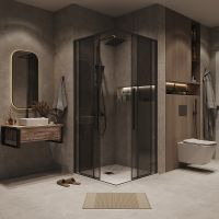 Душевой уголок Grossman Galaxy 80х80 300.K33.01.8080.21.10 профиль Черный матовый стекло тонированное — фото 2, Квадратные душевые уголки