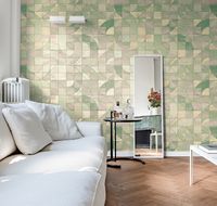 Обои Milassa Geometrica GM1 005 Флизелин (1*10,05) Зеленый/Бежевый, Геометрия — фото 2, Обои для стен