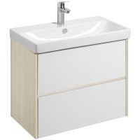 Тумба под раковину Aquaton Сканди 80 1A283001SDB20 подвесная Белый глянец Дуб верона — фото 1, Тумбы под раковину