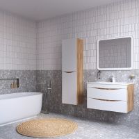 Тумба с раковиной Iddis Cloud 80 CLO80Y0i95K подвесная Белая матовая Дуб золотистый — фото 6, Тумбы с раковиной