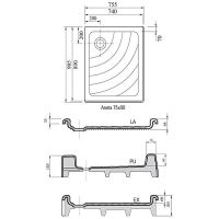 Акриловый поддон для душа Ravak Aneta 75x90 PU A003701120 Белый — фото 2, Акриловые душевые поддоны