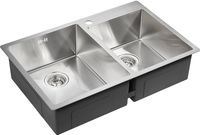 Кухонная мойка Paulmark Kroner 78/2S PM237851-BS Брашированная сталь — фото 2, Кухонные мойки