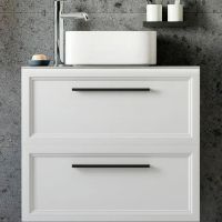 Тумба с раковиной STWORKI Эстерсунд 75 460028 подвесная Белая матовая Простоун беж — фото 1, Тумбы с раковиной