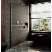 Душевая перегородка Maybah Glass MGD-710-5ш 1090x1950 в широком профиле Хром матовый стекло бронзовое матовое — фото 1, Душевые перегородки