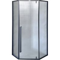 Душевой уголок Ceruttispa 90x90 C3ABD профиль Черный стекло рифленое — фото 2, Душевые уголки трапеция