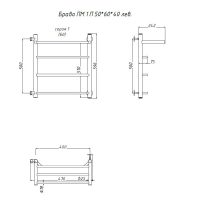 Водяной полотенцесушитель Тругор Браво 1 П ПМ L 60x40 с полкой Хром — фото 2, Водяные полотенцесушители