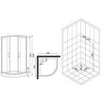 Душевой уголок Esbano ESD-8025 100х100 ESUGD8025 профиль Хром стекло рифленое — фото 13, Душевые уголки четверть круга