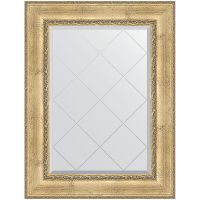 Зеркало Evoform Exclusive-G 95х72 BY 4127 с гравировкой в багетной раме - Состаренное серебро с орнаментом 120 мм — фото 1, Мебель для ванной