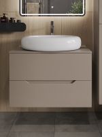 Тумба с раковиной Orange Line 80 Li-80TuLMDF+B08-640W подвесная Латте матовый — фото 3, Тумбы с раковиной