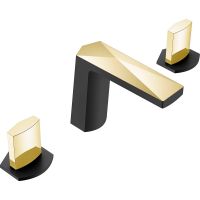 Смеситель для раковины Boheme Venturo 150-BG-ICE Черный матовый Золото — фото 1, Смесители