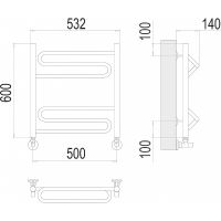Водяной полотенцесушитель Terminus Юпитер П6 500x600 4670078530431 Хром, нижнее подключение, G 1/2" ВР — фото 3, Водяные полотенцесушители