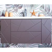 Тумба под раковину Бриклаер Кристалл 100 4627125414565 подвесная Софт Графит Ясень Анкор темный — фото 1, Мебель для ванной