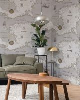 Обои Solo Geo SL8838-22 Винил на флизелине (1,06*10) Бежевый, Карты — фото 3, Обои для стен