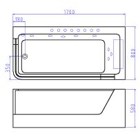 Акриловая ванна Ceruttispa 170x80 R C-494-17R 9948 с гидромассажем — фото 15, Акриловые ванны