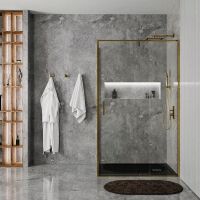 Товар: Душевая стенка WasserKRAFT Aisch 100 55P10-RP100 профиль Золото матовое стекло прозрачное - фото 10 Душевая стенка WasserKRAFT Aisch 100 55P10-RP100 профиль Золото матовое стекло прозрачное — фото 10, Боковые стенки